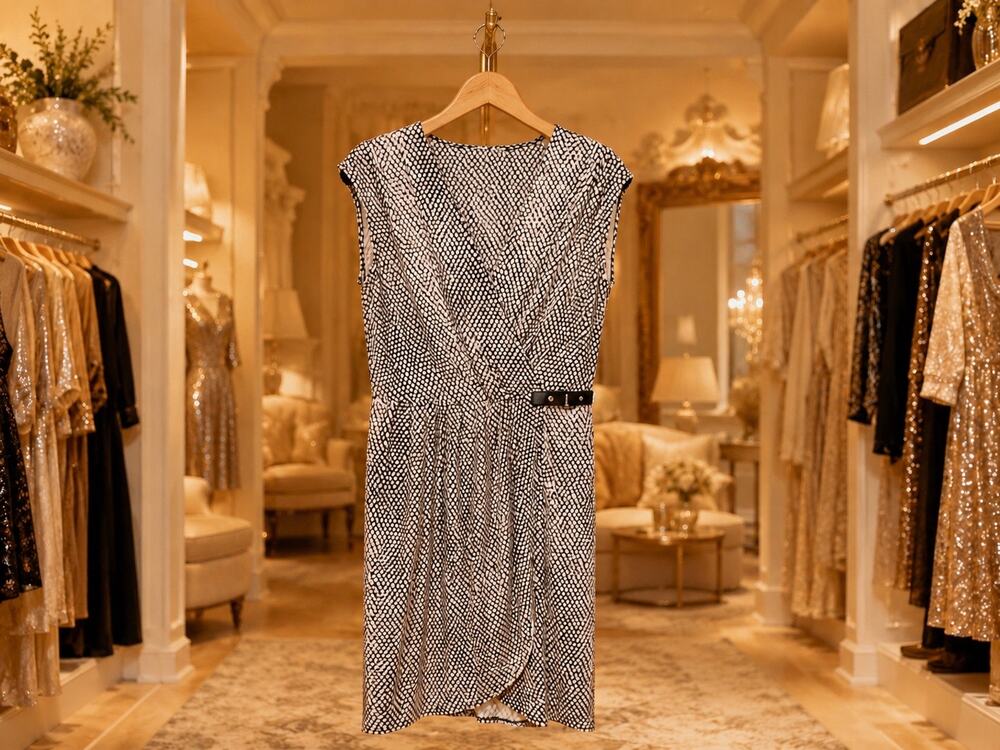 Michael Michael Kors Snake Print Faux Wrap Dress NWT Size M Sleeveless Business